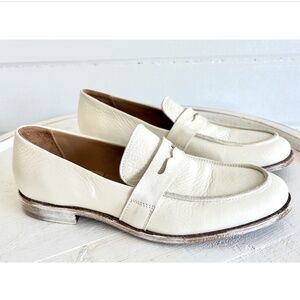 MOMA Ivory White Leather AR LUX Penny Loafers - NWOB - 40/ US 10